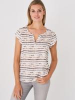 Top met gestreepte tie dye print en borstzakje