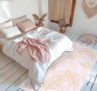 Gouden bladpatroon overlay vinyl tapijt bloemen en planten