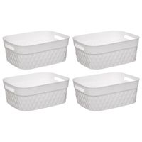 5Five Opbergmand/box van kunststof - 4x - wit - 25 x 33 x 13 cm - 8.5 liter