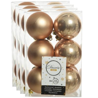 Decoris kerstballen - 48x st - toffee bruin - 6 cm - kunststof - mat/glans Decoris kerstballen - 48x st - toffee bruin - 6 cm - kunststof - mat/glans