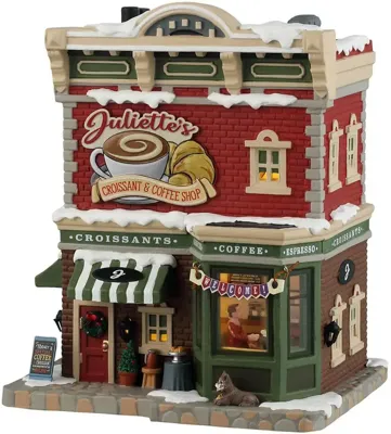 Lemax juliette&apos;s croissant & coffee shop verlicht kersthuisje Caddington Village 2024