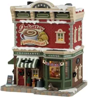 Lemax juliette&apos;s croissant & coffee shop verlicht kersthuisje Caddington Village 2024