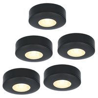 HOFTRONIC™ Set van 5 LED Opbouwspots Pavo zwart 3 Watt 2700K 300lm Ultra dun 23 mm