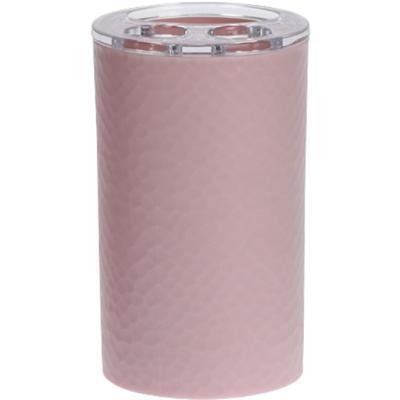 Badkamer tandenborstelhouder - roze - met diamonddesign - 7 x 11 cm