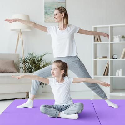 3-delige Opvouwbare Oefenmat Antislip Gymnastiekmat Lichtgewicht Draagbaar met 2 Handgrepen 3-Zijdig Klittenband