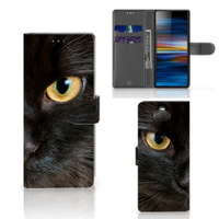 Sony Xperia 10 Telefoonhoesje met Pasjes Zwarte Kat