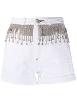 Philipp Plein short en jean à ornements en cristal - Blanc - thumbnail