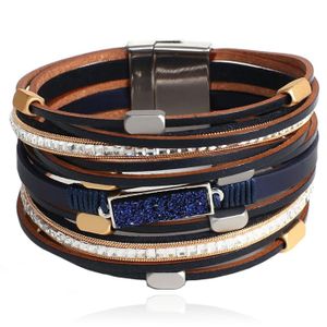 Multilayer Armband echt Leer - Blauw