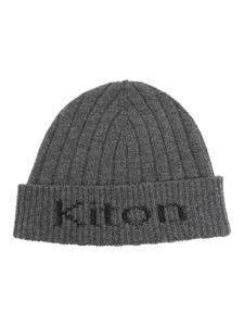 Kiton intarsia-knit logo cashmere beanie - Gris