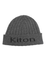 Kiton intarsia-knit logo cashmere beanie - Gris - thumbnail