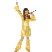 Gouden glitter disco jurk voor meisjes - thumbnail