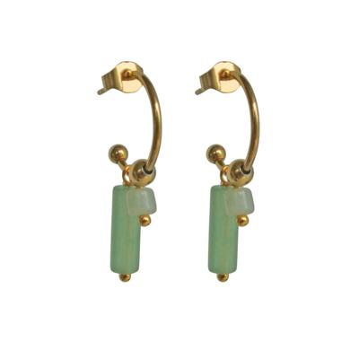 Flow Jewels Open Creolen Anisya Lichtgroene Cilinders Goud
