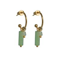 Flow Jewels Open Creolen Anisya Lichtgroene Cilinders Goud