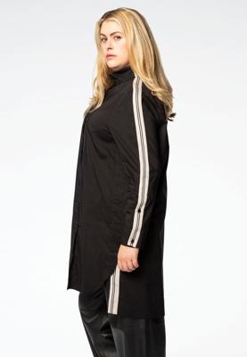 Yoek Blouse met strepen | Zwart | Maat 54/56