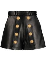 Balmain button-embellished leather shorts - Noir