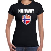 Noorwegen landen supporter t-shirt met Noorse vlag schild zwart dames