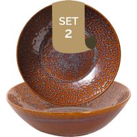 Palmer Schaal Magmatic 17 cm 51 cl Bruin Stoneware 2 stuks - thumbnail