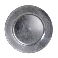 1x Ronde kaarsenborden/onderborden zilver glimmend 33 cm - Kaarsenplateaus - thumbnail