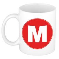 Koffie mok met de letter M - beker - rood - eerste letter van een voornaam - wit - 300 ml