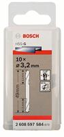 Bosch Accessories 2608597584 HSS Dubbele boor 3.2 mm Gezamenlijke lengte 49 mm Geslepen Cilinderschacht 10 stuk(s)