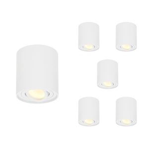 HOFTRONIC™ 6x Dimbare LED Opbouwspot plafond Ray Wit incl. GU10 spot 5W 2700K IP20 kantelbaar