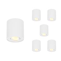 HOFTRONIC™ 6x Dimbare LED Opbouwspot plafond Ray Wit incl. GU10 spot 5W 2700K IP20 kantelbaar