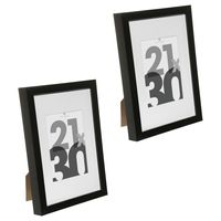 Fotolijstje voor een foto van 21 x 30 cm - 2x stuks - zwart - foto frame Eva - modern/strak ontwerp