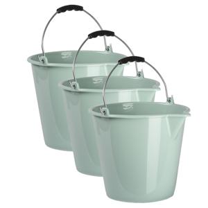 Emmer - 3x stuks - mintgroene - 9 liter - schoonmaak emmer - met schenktuit