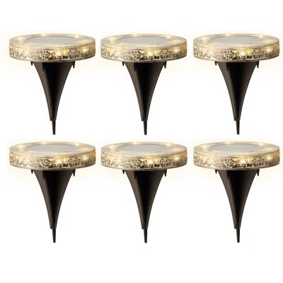 Grondspot solar tuinverlichting - 6x - mozaiek - grijs - D12 x H13 cm - prikspot