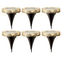 Grondspot solar tuinverlichting - 6x - mozaiek - grijs - D12 x H13 cm - prikspot