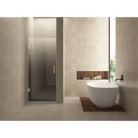 Wiesbaden Less Nisdeur Links - 800x2000x8mm - Nano - Spiegelrook naar Helder Glas - Geborsteld Staal