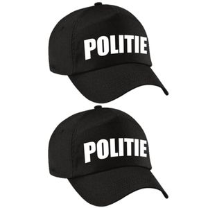 2x stuks zwarte politie agent verkleed pet / cap voor kinderen