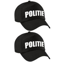 2x stuks zwarte politie agent verkleed pet / cap voor kinderen - thumbnail