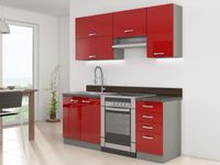 Complete keuken COOKING grijs/hoogglans rood