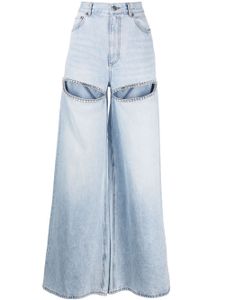 AREA wide-leg crystal jeans - Bleu