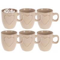 Siaki mokken set Heart - 10x - beige - 150 ml - koffie / thee - keramiek