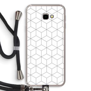 Zwart-witte kubussen: Samsung Galaxy J4 Plus Transparant Hoesje met koord