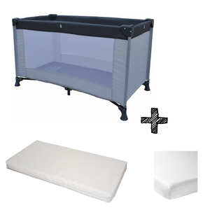 Set | Campingbed Bebies First + Campingbedmatras Job + Hoeslaken