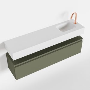 Toiletmeubel Mondiaz Andor | 120 cm | Meubelkleur Army | Lex vrijhangend wastafel Talc Rechts | 1 kraangat