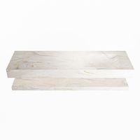 MONDIAZ ALAN-DLUX 150cm planchet Ostra. Vrijhangende wastafel CLOUD rechts 1 kraangat, kleur Ostra.
