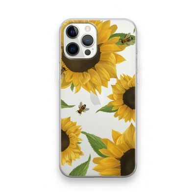 Sunflower and bees: iPhone 12 Pro Transparant Hoesje