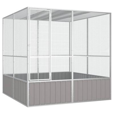 Vogelkooi 213,5x217,5x211,5 cm gegalvaniseerd staal grijs
