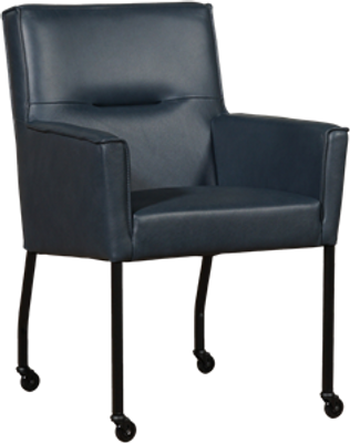 Blauwe leren moderne eetkamerstoel Lucky - Granada leer Blue (blauw leer)