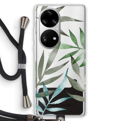 Tropical watercolor leaves: Huawei P50 Pro Transparant Hoesje met koord