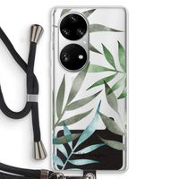 Tropical watercolor leaves: Huawei P50 Pro Transparant Hoesje met koord