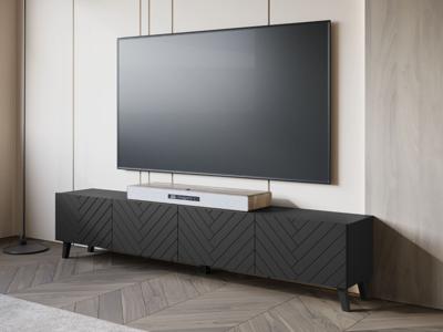 Tv-meubel FUKETTE 4 klapdeuren 190 cm grafiet/zwart