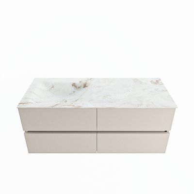 MONDIAZ VICA-DLUX 120cm badmeubel onderkast Linen 4 lades. Inbouw wastafel CLOUD links 1 kraangat, kleur Frappe.