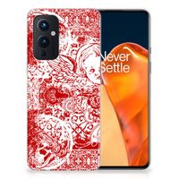 Silicone Back Case OnePlus 9 Angel Skull Rood - thumbnail