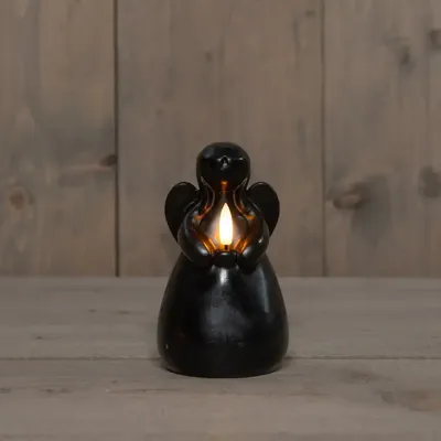 Anna&apos;s Collection LED kaars 3d flame engel 8.5x14.5cm zwart 1 stuks