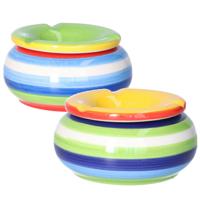 Storm asbak - 4x - gekleurd - D10 cm - aardewerk - multi kleuren - rond - buiten/binnen asbakken Storm asbak - 4x - gekleurd - D10 cm - aardewerk - multi kleuren - rond - buiten/binnen asbakken